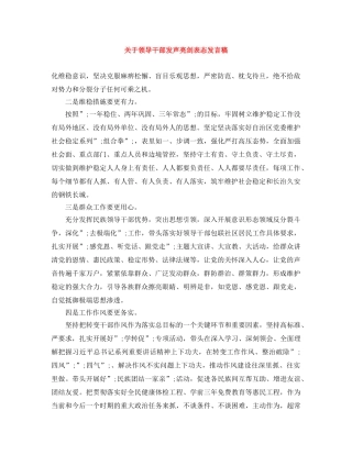 关于领导干部发声亮剑表态发言稿 
