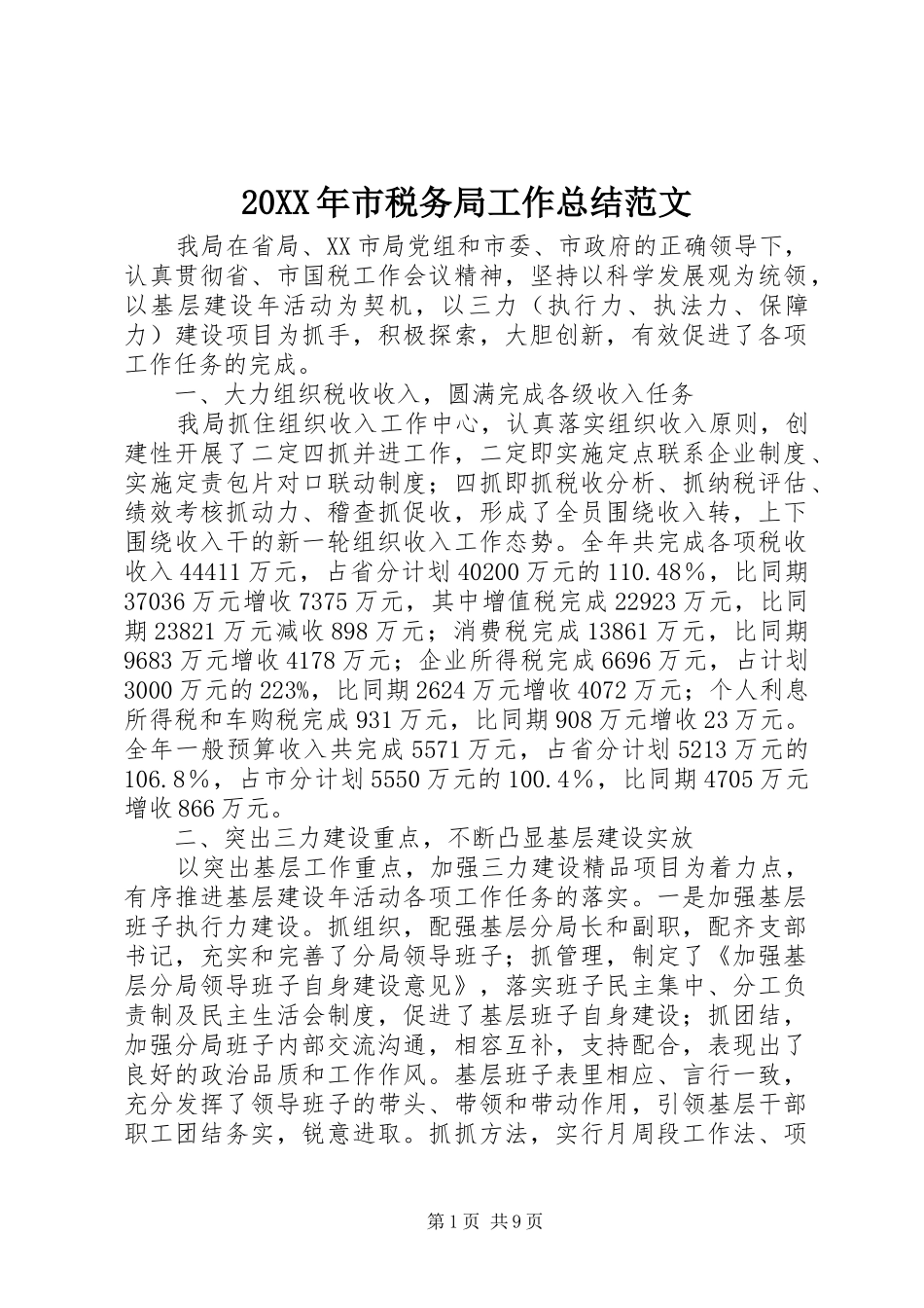 20XX年市税务局工作总结范文_第1页