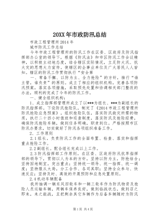 20XX年市政防汛总结