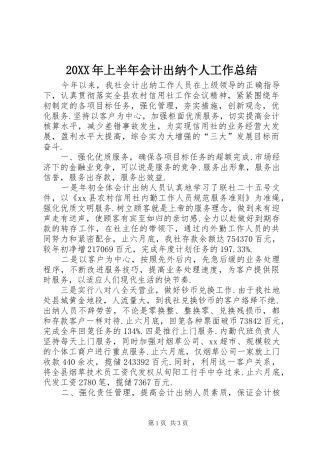 20XX年上半年会计出纳个人工作总结
