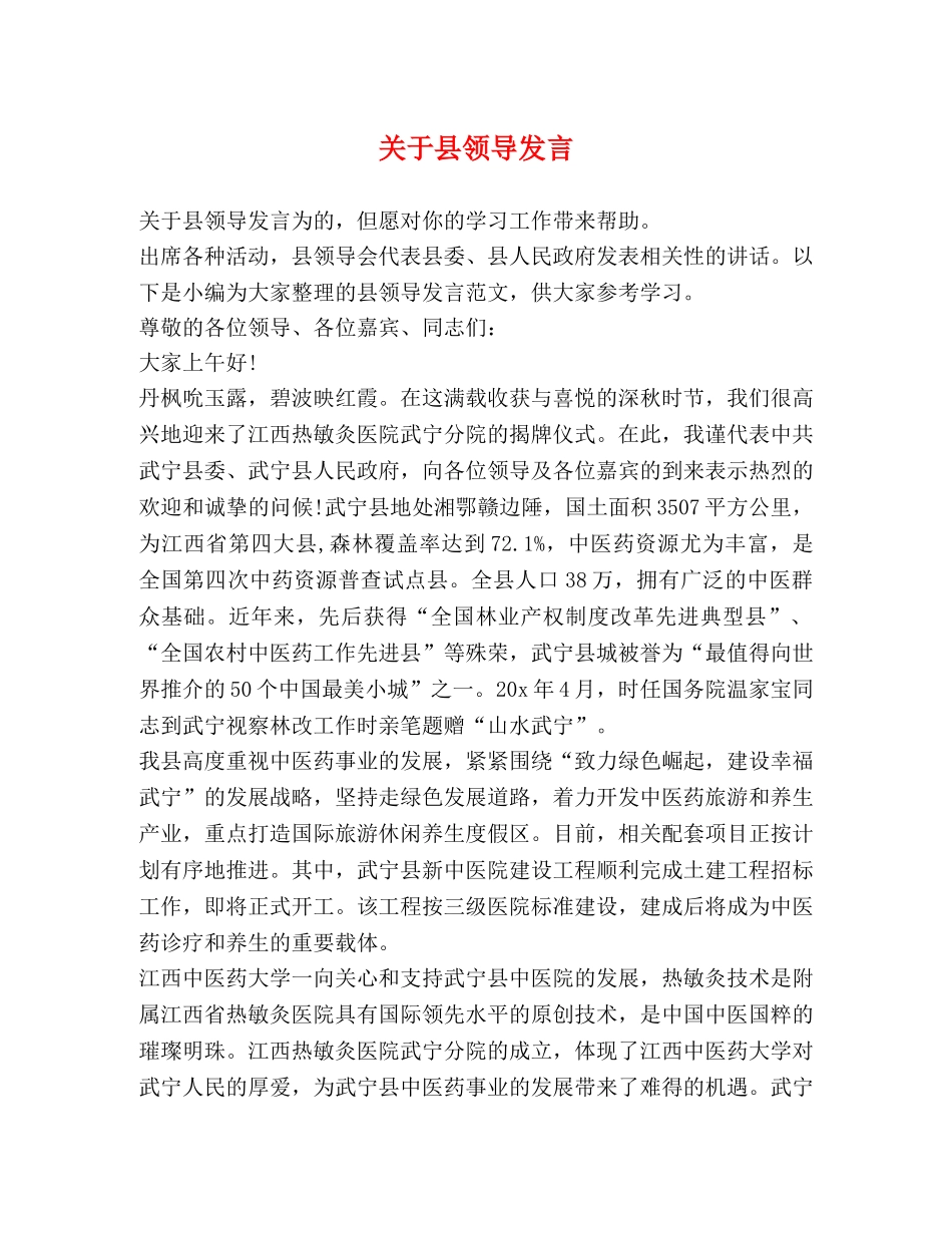 关于县领导发言 _第1页