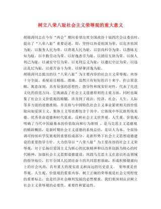 树立八荣八耻社会主义荣辱观的重大意义 