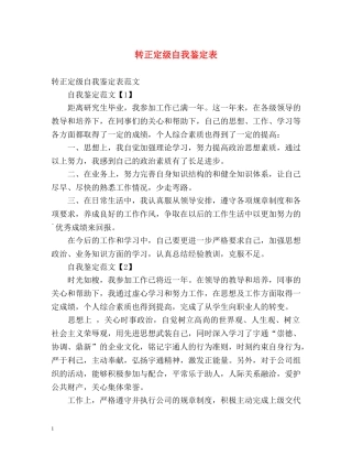 转正定级自我鉴定表 