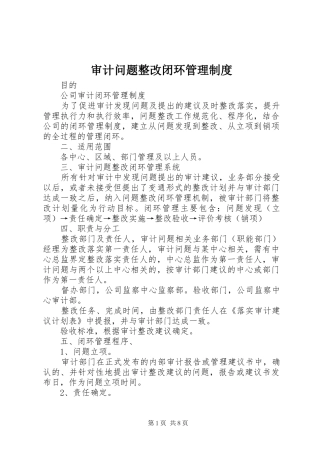 审计问题整改闭环管理制度