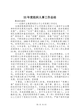 XX年度组织人事工作总结 