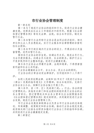 市行业协会管理制度