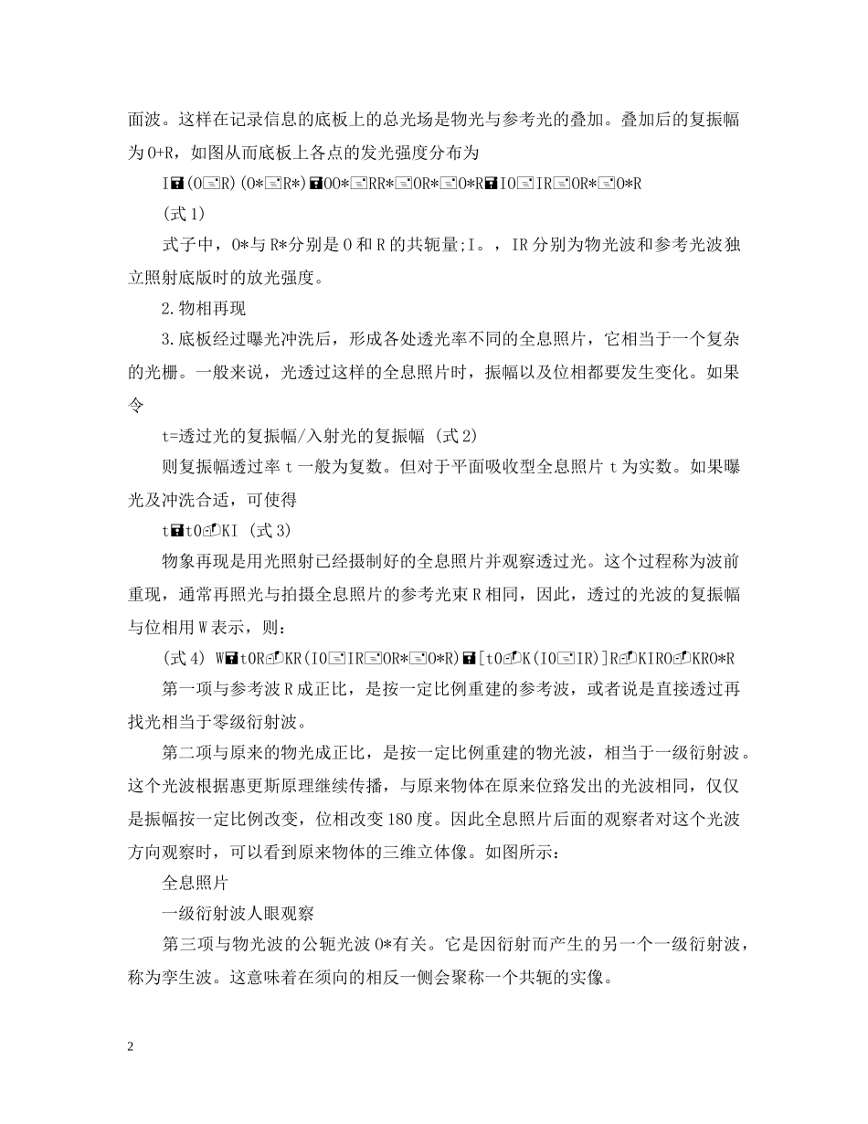 全息照相实验报告_第2页