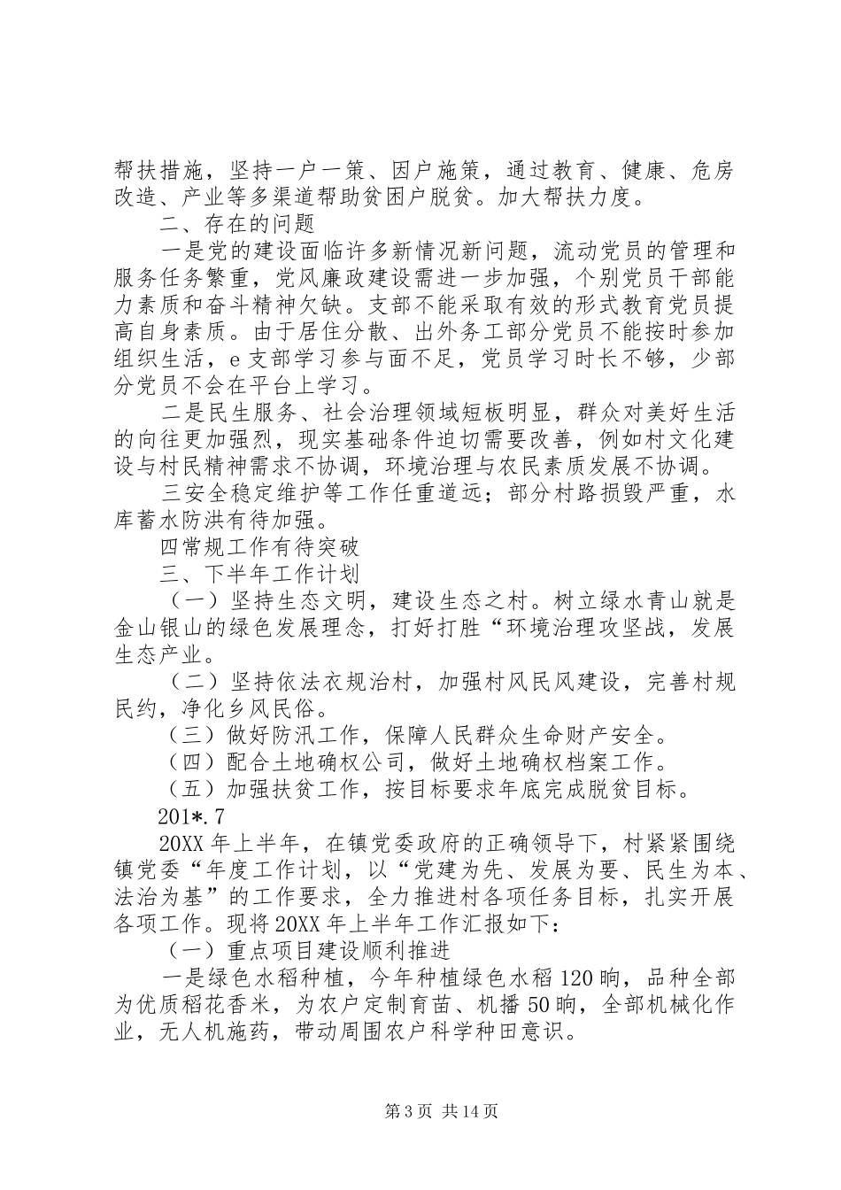 202X年上半年村工作总结_第3页