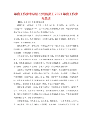 年度工作参考总结-公司新员工2024年度工作参考总结 
