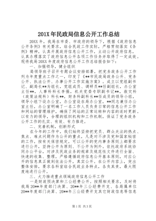 202X年民政局信息公开工作总结