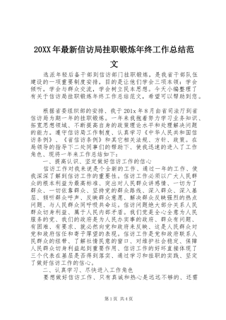 20XX年最新信访局挂职锻炼年终工作总结范文