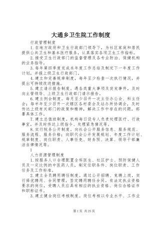 大通乡卫生院工作制度