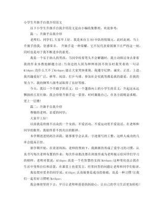 小学生升旗手自我介绍范文 