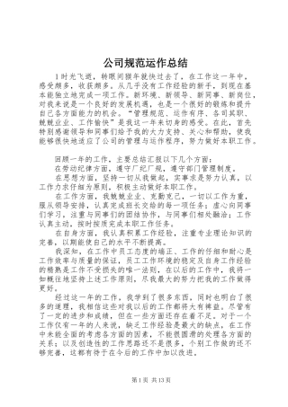 公司规范运作总结