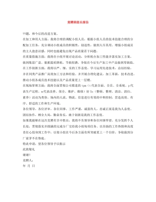 竞聘班组长报告 