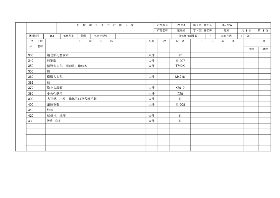 连杆机械加工工序卡片模板_第3页