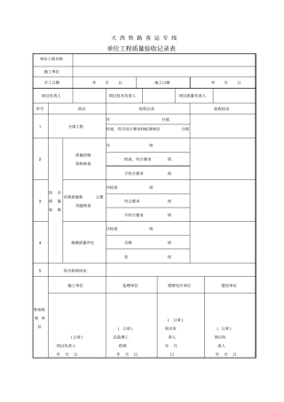 通信工程单位分部分项检验批