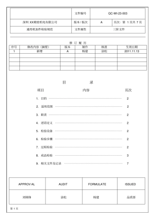通用机加件检验作业指导书