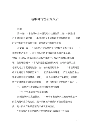 造纸可行性研究报告