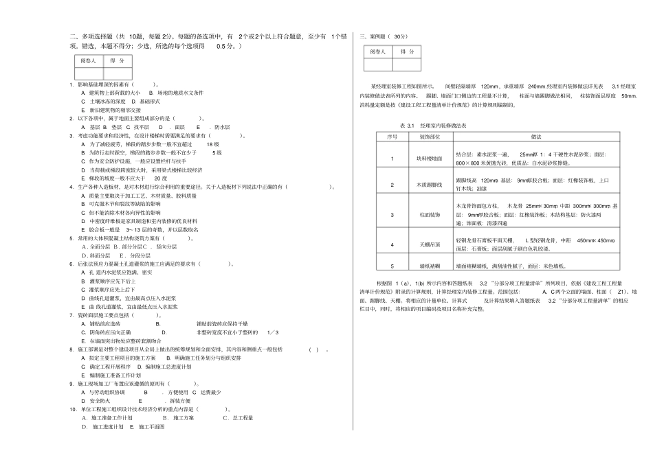 造价员考试练习造价员计量与计价实务题及答案_第2页