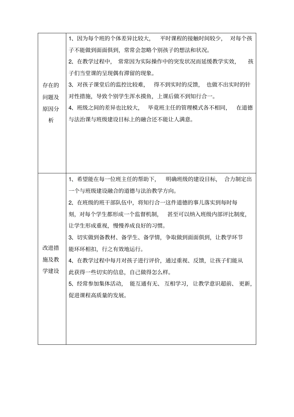 道德与法治质量分析表_第2页