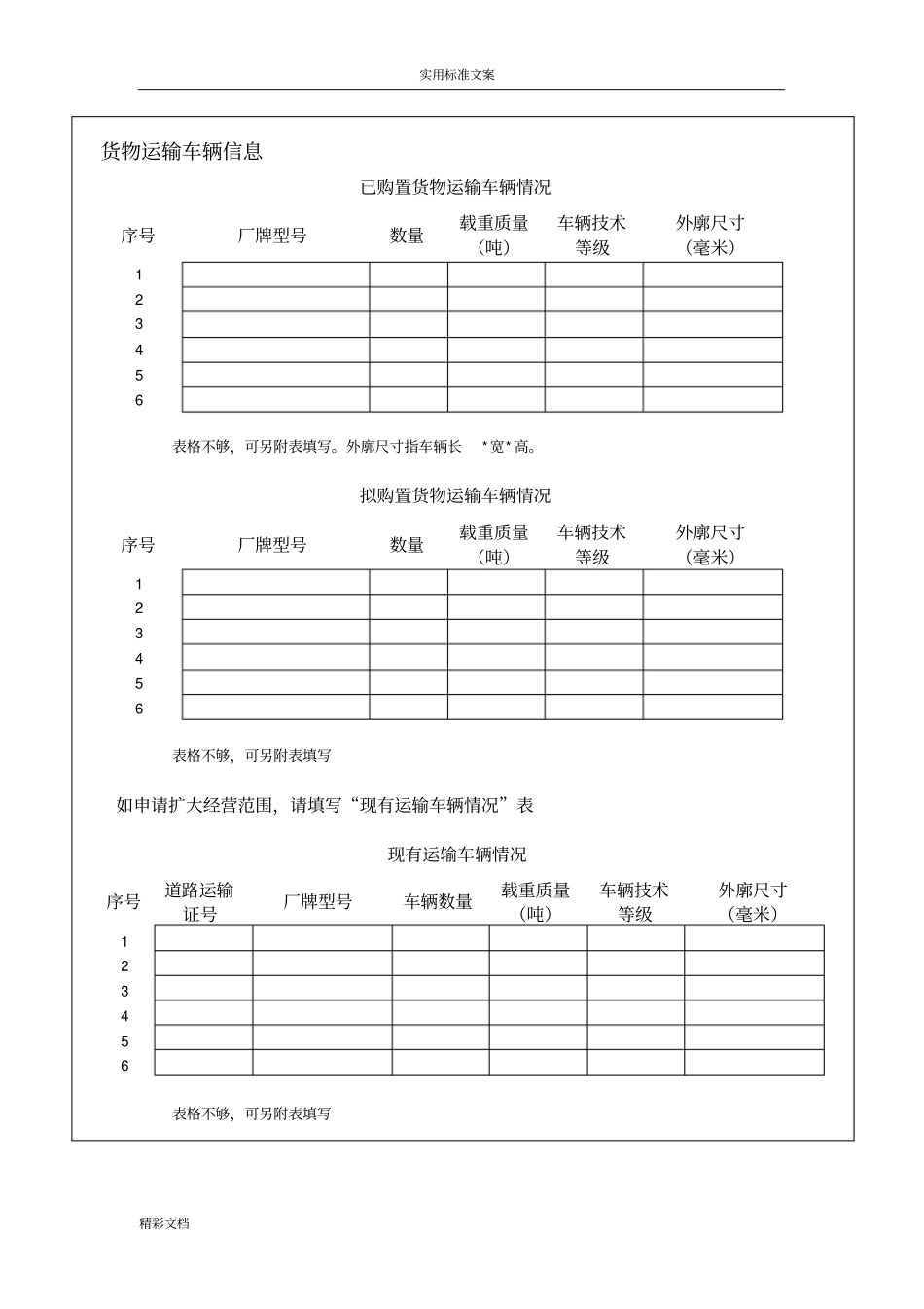 道路的货物运输的经营申请表_第3页