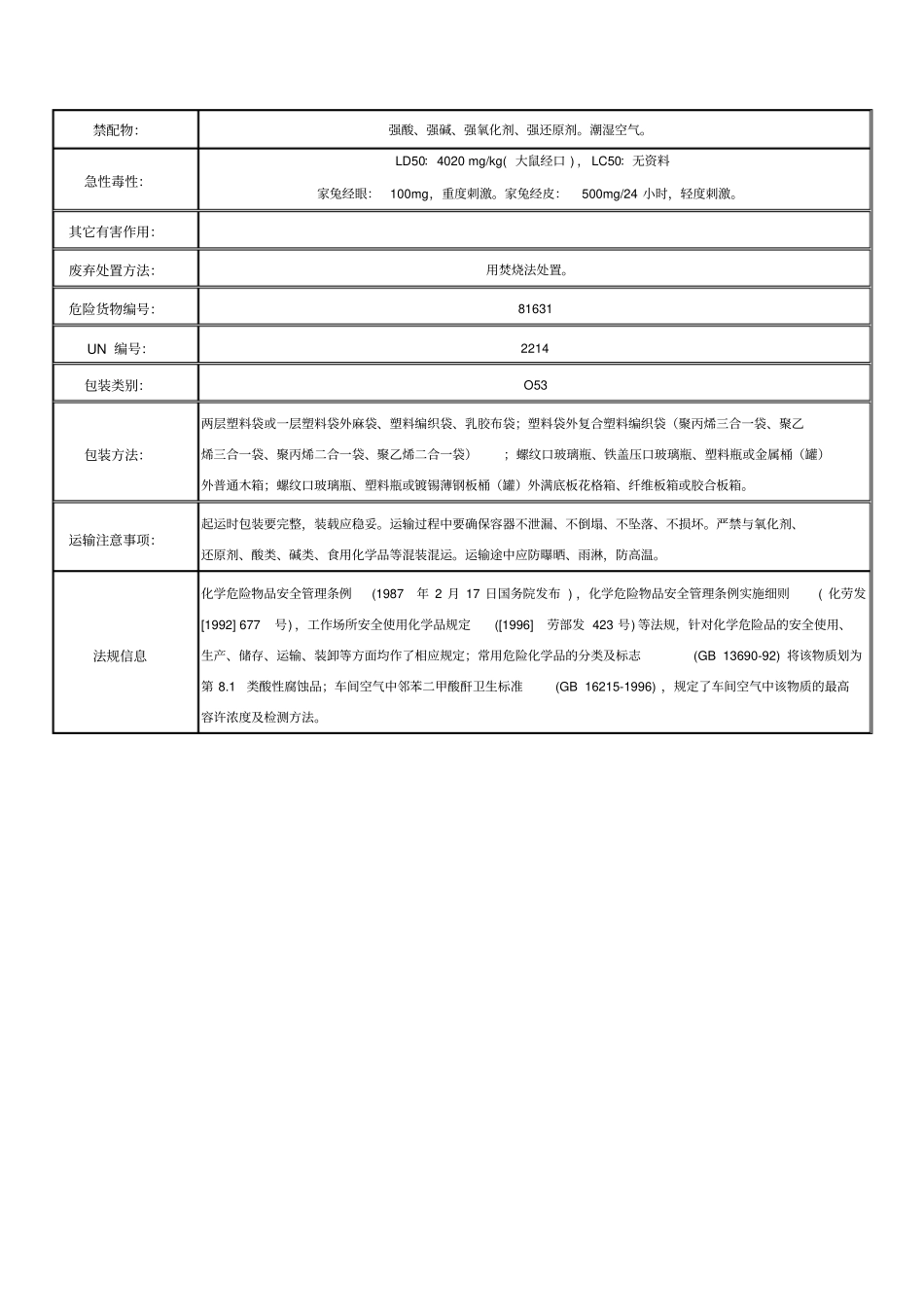 邻苯二甲酸酐化学品安全技术说明书_第3页