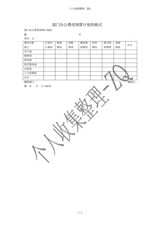 部门办公费用预算计划表格式