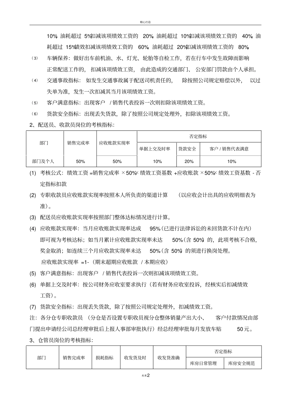配送部门绩效考核方案_第2页
