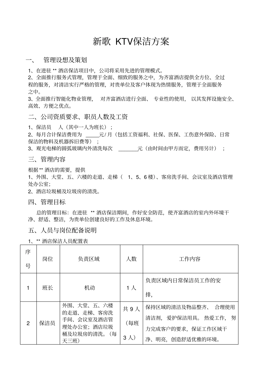 酒店保洁方案_第1页