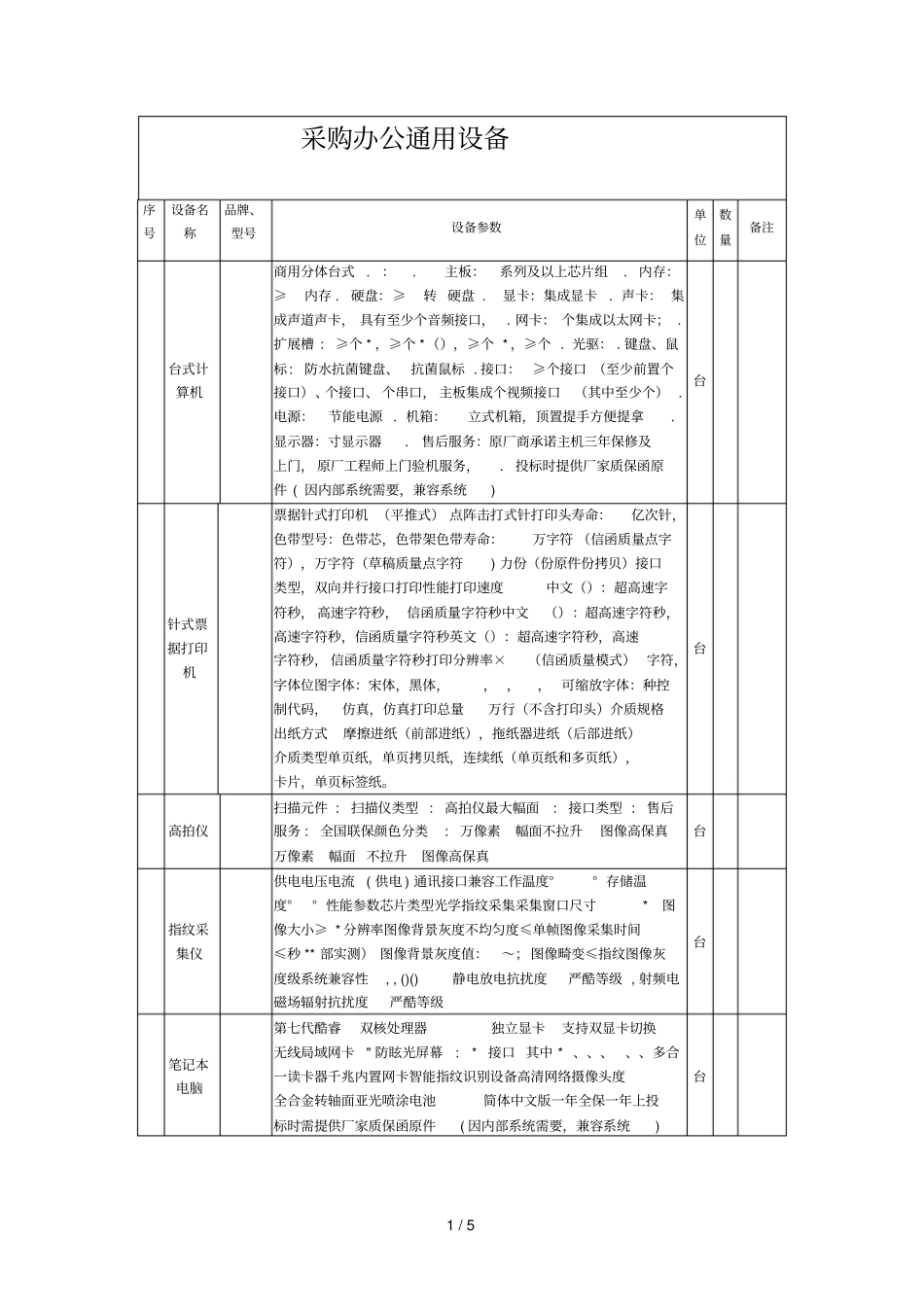 采购办公通用设备_第1页