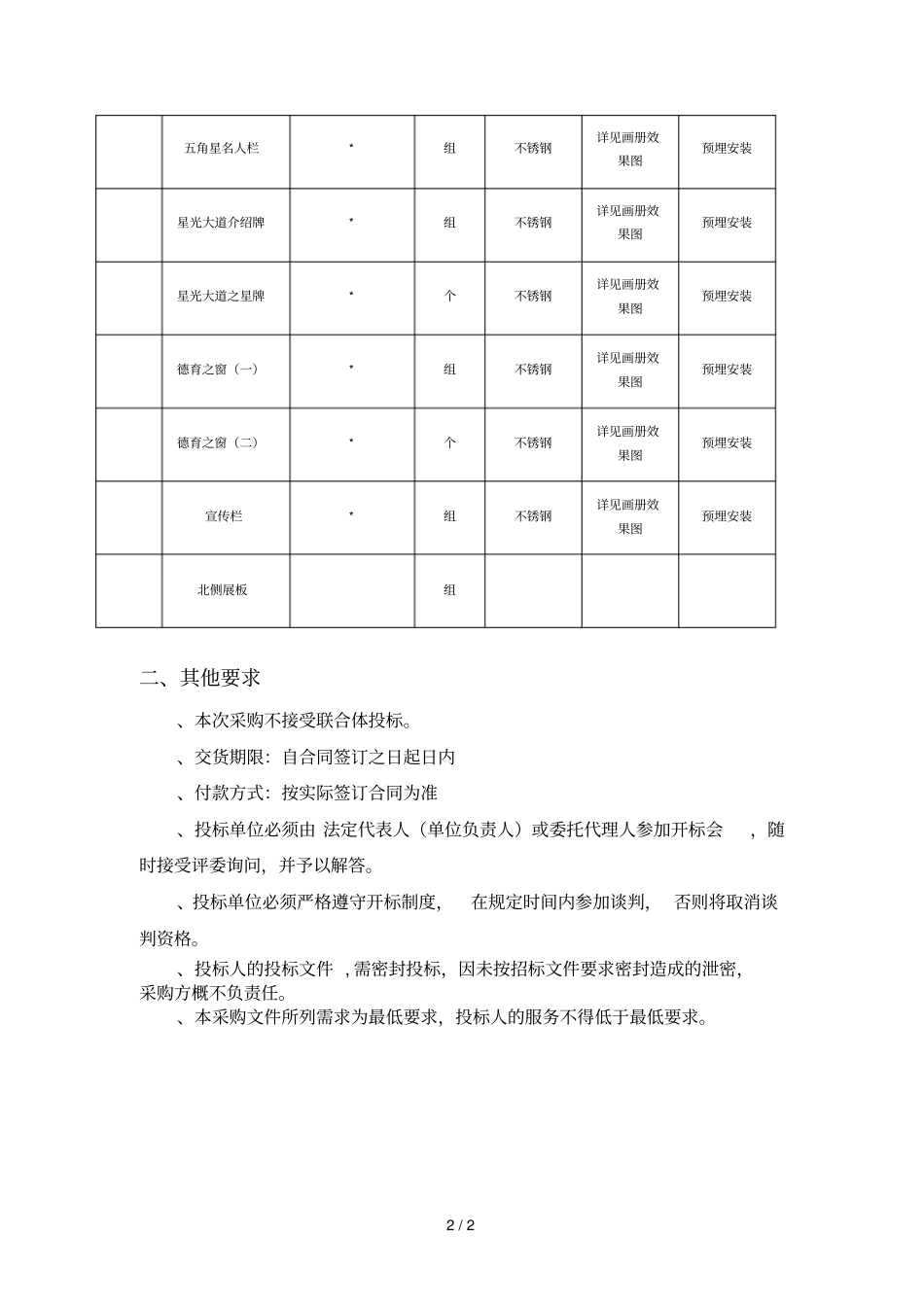 采购项目需求及相关要求_第2页