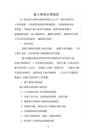 重大事项议事制度