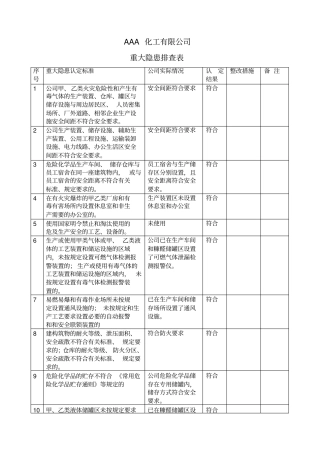 重大隐患排查表