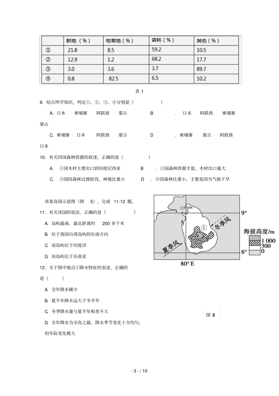 重庆大学城第一中学校2018_2019学年高二地理下学期第一次月考试题_第3页
