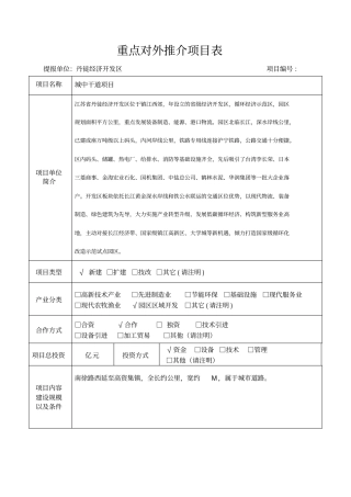 重点对外推介项目表