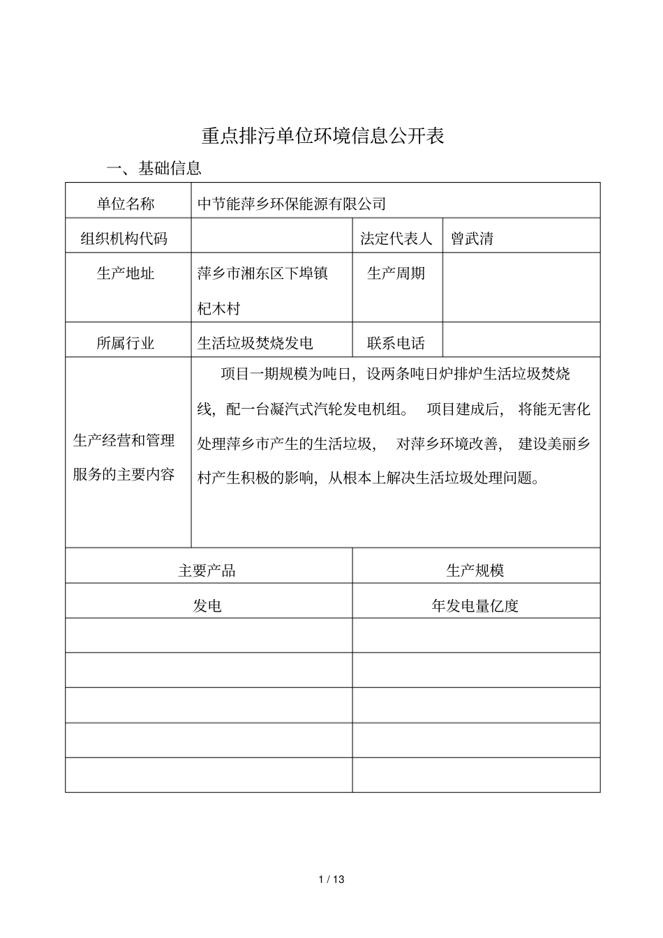 重点排污单位环境信息公开表_第1页