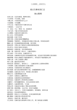 重点生僻成语汇总海山整理