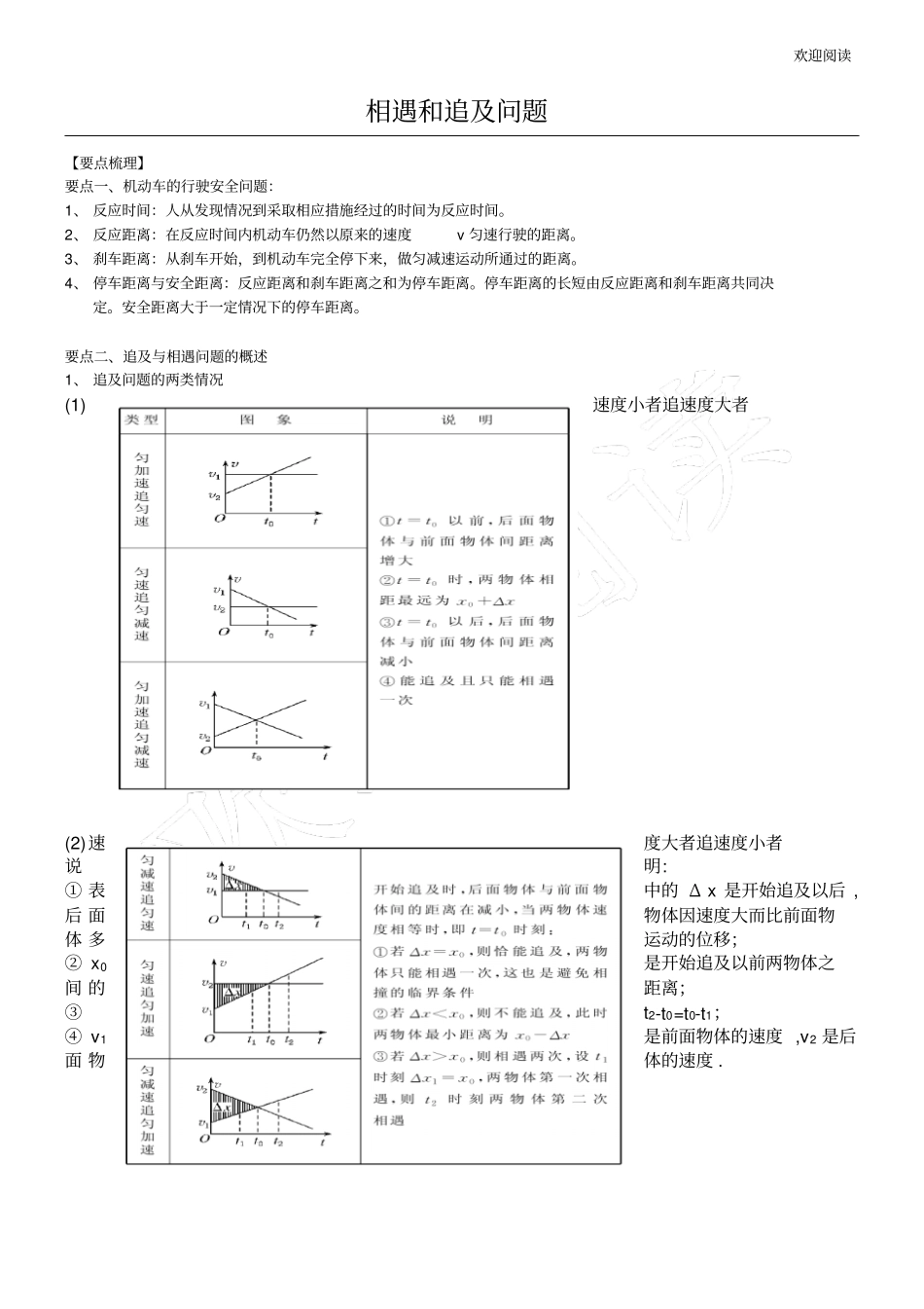 重点高一物理相遇和追及问习题含详解_第1页
