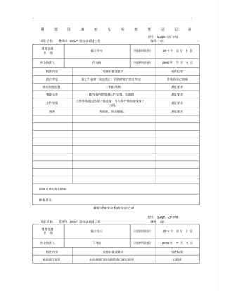 重要设施安全检查签证记录签证
