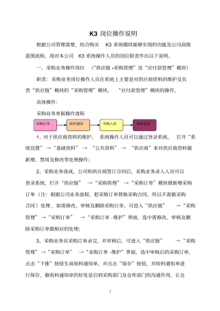 金蝶参考资料K3系统岗位操作说明