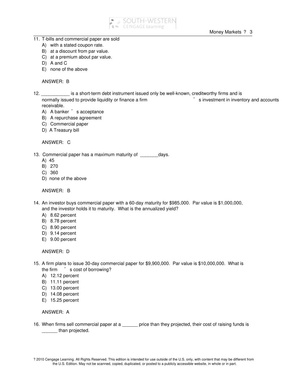 金融场与机构Madura第九版题库ch06_第3页