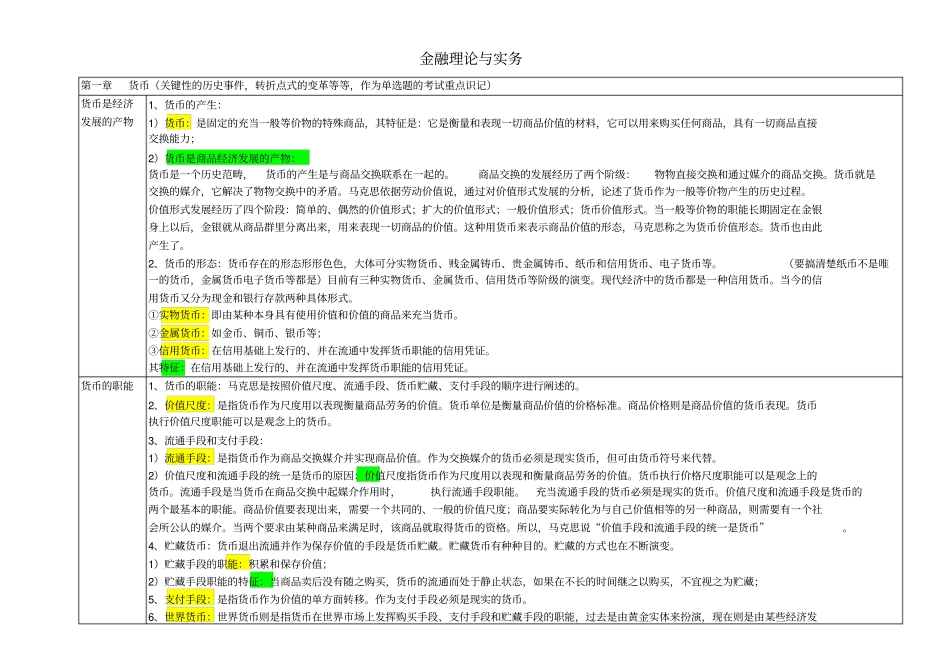 金融理论与实务--自考笔记_第1页
