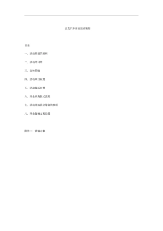 金龙汽车店开业活动方案营销方案