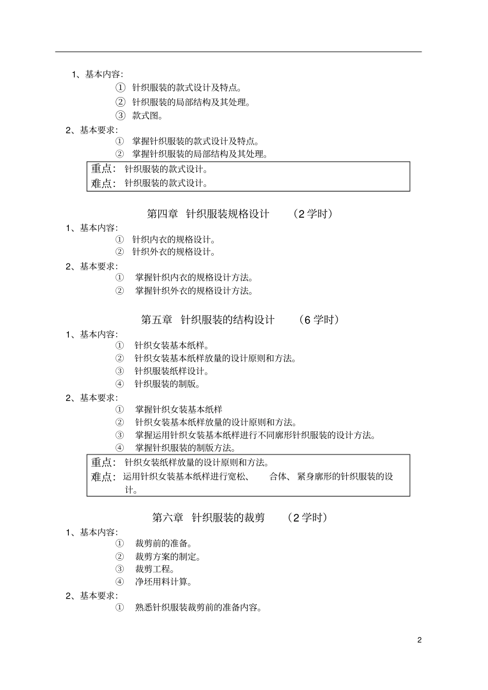 针织服装设计课程教学大纲_第2页