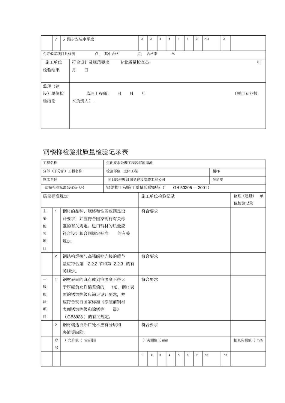 钢梯检验批质量检验记录表_第2页