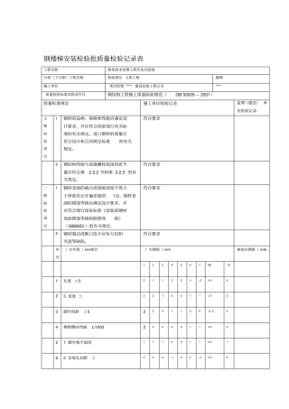 钢梯检验批质量检验记录表