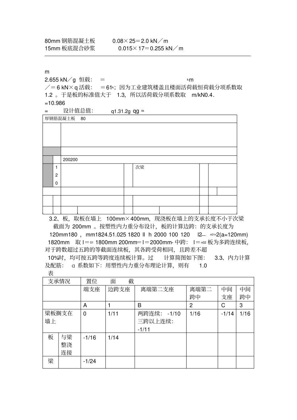钢筋混凝土单向板肋梁楼盖课程设计计算书设计实例_第3页