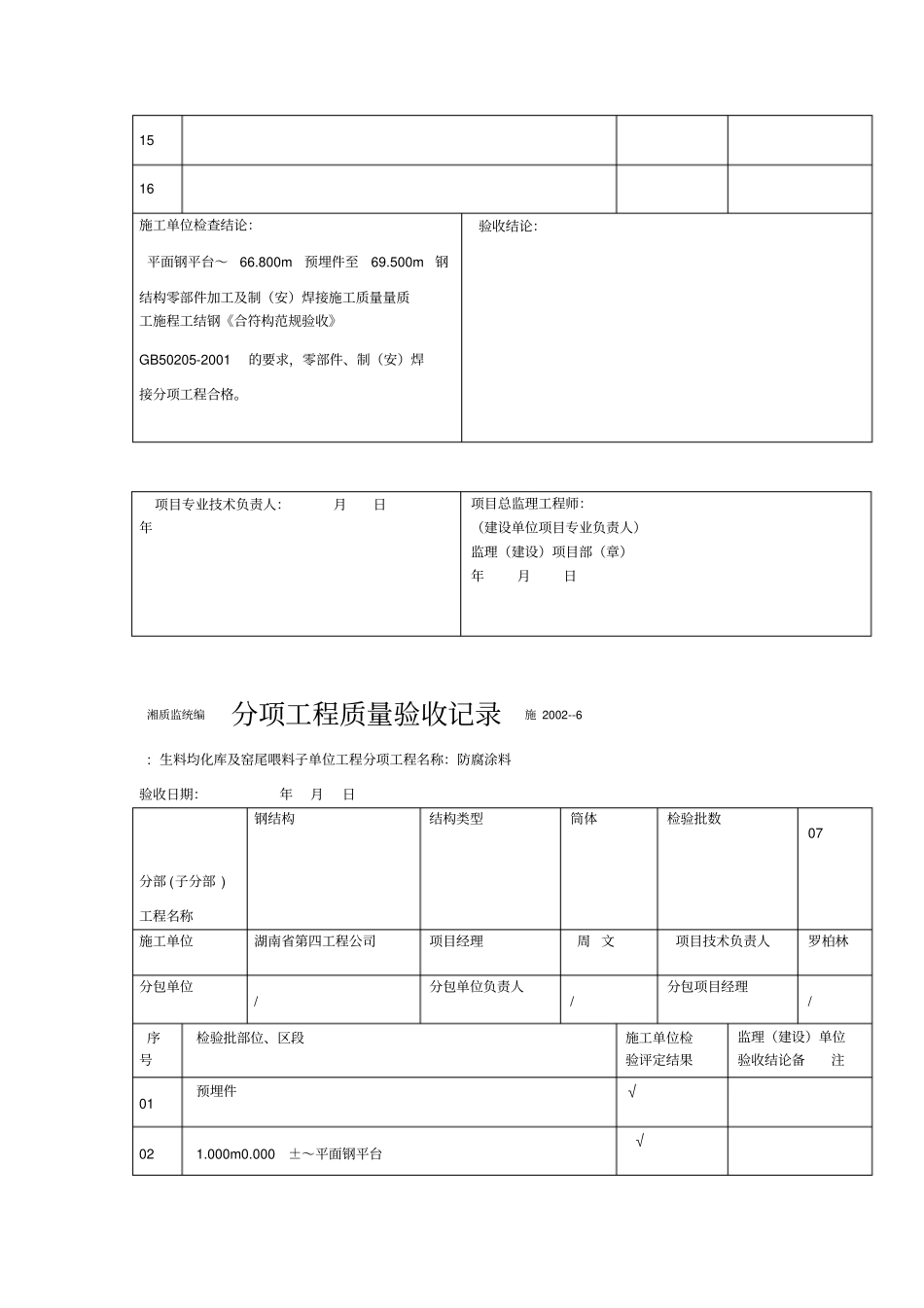 钢结构分项工程质量验收记录_第2页