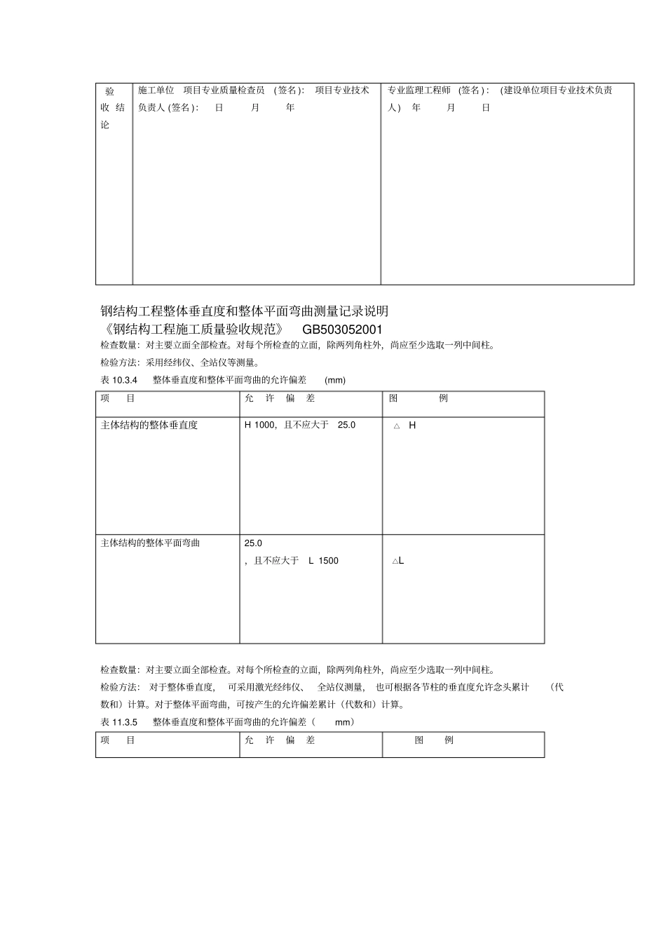 钢结构工程整体垂直度和整体平面弯曲测量记录_第2页